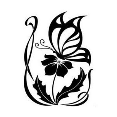 Tribal of a flower and butterfly designs Fake Temporary Water Transfer Tattoo Stickers NO.10632